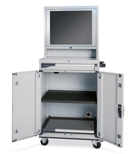 Immagine di Armadio porta computer con modulo base e modulo porta con finestra in policarbonato