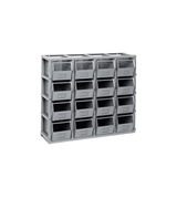 Immagine di Scaffale serie Domino con 16 contenitori in metallo misura 3