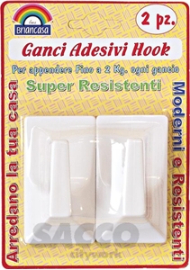 Immagine di GANCIO PLASTICA ADESIVO BIANCO     PZ 2 HOOK                   BLISTER 02052533