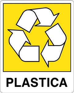 Immagine di SEGNALE RIFIUTI MM 250X310 RACCOLTA PLASTICA PVC ADESIVO 00002899