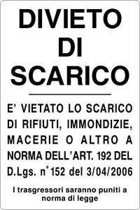 Immagine di SEGNALE RIFIUTI MM 330X5000 DIVIETO SCARICO RIFIUTI ALLUM. 01055535