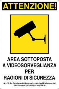 Immagine di SEGNALE INFORMAZIONE MM 200X300 AREA VIDEOSORVEGLIATA ALLUM. 03069882